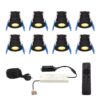 Set van 8 12V 3W - Mini LED Inbouwspot - Zwart - Dimbaar - Verzonken - Verandaverlichting - IP65 voor buiten - 2700K - Warm wit | HOFTRONIC