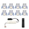 Set van 8 Milano LED Mini Inbouwspots met trafo - 12 Volt 3 Watt 200 lumen - Dimbaar - Plat 34mm - 2700K - IP65 waterdicht - Grijs - Veranda Spotjes - Overkapping Spotjes | HOFTRONIC