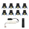 Set van 8 Milano LED Mini Inbouwspots met trafo - 12 Volt 3 Watt 200 lumen - Dimbaar - Plat 34mm - 2700K - IP65 waterdicht - Zwart - Veranda Spotjes - Overkapping Spotjes | HOFTRONIC
