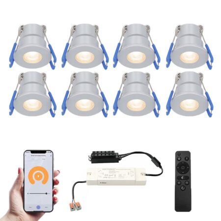Set van 8 Milano Smart LED Mini Inbouwspots - Veranda spots - 12V 3W 200lm - Dimbaar - Wifi & Bluetooth - 2700K - IP65 waterdicht - RVS | HOFTRONIC