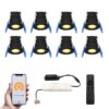 Set van 8 Milano Smart LED Mini Inbouwspots - Veranda spots - 12V 3W 200lm - Dimbaar - Wifi & Bluetooth - 2700K - IP65 waterdicht - Zwart | HOFTRONIC
