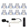 Set van 8 Milano inbouwspots 12V - IP65 waterdicht - 2700K warm wit - 3 Watt 200 lumen - RVS - Verandaverlichting - Dimbaar | HOFTRONIC