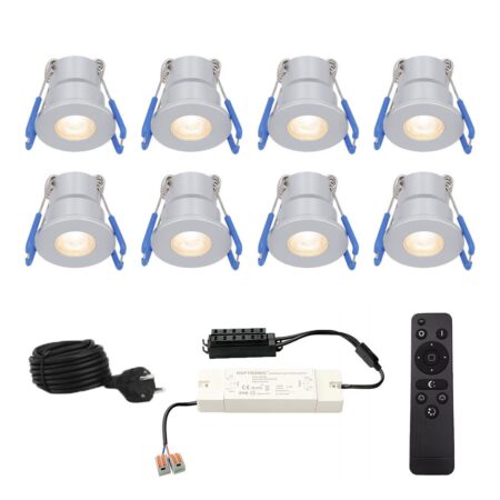 Set van 8 Milano inbouwspots 12V - IP65 waterdicht - 2700K warm wit - 3 Watt 200 lumen - RVS - Verandaverlichting - Dimbaar | HOFTRONIC