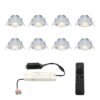 Set van 8 Sienna LED Mini Inbouwspots met trafo - 12 Volt 3 Watt 200 lumen - Dimbaar - Kantelbaar - Plat 30mm - 2700K - IP44 waterdicht - RVS | HOFTRONIC