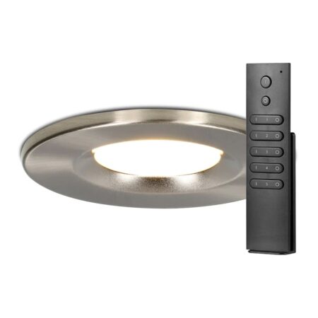 Set van 8 stuks dimbare LED inbouwspots RVS Venezia 6 Watt 2700K IP65 incl. afstandsbediening | HOFTRONIC