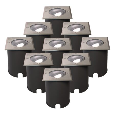 Set van 9 Cody LED Grondspots RVS - GU10 4