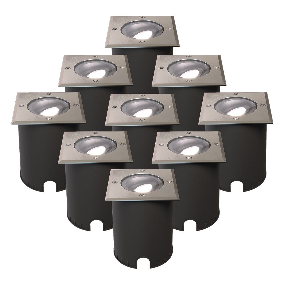 Set van 9 Cody LED Grondspots RVS - GU10 4