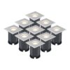 Set van 9 LED Grondspots vierkant buiten - Dimbaar - GU10 - 4000K neutraal wit - 4 Watt 345 Lumen - Tuinspot - Oprit - RVS - IP64 Waterdicht | HOFTRONIC