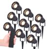 Set van 9 LED Prikspot zwart Sydney - aluminium - 4 Watt 345 lumen - 2700K warm wit - IP65 Waterdicht - Incl. dimmer met afstandsbediening | HOFTRONIC