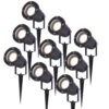 Set van 9 LED prikspots - 4 Watt 345 Lumen - Dimbaar - Kantelbaar - 4000K neutraal wit - GU10 - IP64 Waterdicht - Zwart - Tuinspots | HOFTRONIC