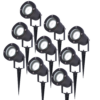 Set van 9 LED prikspots - 4 Watt 345 Lumen - Dimbaar - Kantelbaar - 6500K daglicht wit - GU10 - IP64 Waterdicht - Zwart - Tuinspots | HOFTRONIC
