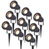 Set van 9 LED prikspots - 4 Watt 345 lumen - Dimbaar - Kantelbaar - 2700K warm wit - GU10 - IP65 Waterdicht - Zwart - Tuinspots | HOFTRONIC