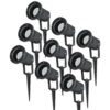 Set van 9 LED prikspots - Dimbaar - Kantelbaar - 4000K neutraal wit - 4 Watt 345 Lumen - IP65 - Waterdicht - Zwart - Tuinspot - tuinverlichting - padverlichting | HOFTRONIC