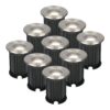 Set van 9 Maisy LED Grondspot - Dimbaar - Rond - Ø12cm - GU10 - 4 Watt 345 Lumen - 6500K daglicht wit - RVS - IP67 waterdicht - Tuinspot - Oprit | HOFTRONIC
