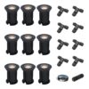 Set van 9 Maisy LED Grondspots Rond - Dimbaar - GU10 - 2700K warm wit - 4 Watt 345 lumen - Rond - Ø12cm - Tuinspot - Oprit - Zwart - IP67 - Inclusief installatiemateriaal (Kabel & connector) | HOFTRONIC