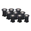 Set van 9 Maisy LED Grondspots Rond - Dimbaar - GU10 - 4000K neutraal wit - 4 Watt 345 Lumen - Rond - Ø12cm - Tuinspot - Oprit - Zwart - IP67 waterdicht | HOFTRONIC