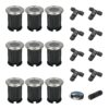 Set van 9 Maisy LED Grondspots - Rond - Ø12cm - RVS - GU10 fitting - Excl. lichtbron - IP67 waterdicht - Tuinspot - Oprit - Inclusief installatiemateriaal (Kabel & connector) | HOFTRONIC