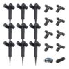Set van 9 Pinero Dubbel LED prikspot - Kantelbaar - Dimbaar - GU10 - IP65 waterdicht - Zwart - Tuinspot - Pinspot - Inclusief installatiemateriaal (Kabel & connector) | HOFTRONIC