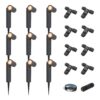 Set van 9 Pinero LED prikspots - GU10 4W 345lm - Dimbaar - Kantelbaar - 2700K - IP65 - Zwart - Tuinspot - Inclusief installatiemateriaal (Kabel & connector)s - Inclusief installatiemateriaal (Kabel & connector) | HOFTRONIC