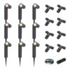 Set van 9 Pinero LED prikspots - GU10 4W 345lm - Dimbaar - Kantelbaar - 4000K - IP64 - Zwart - Tuinspot - Inclusief installatiemateriaal (Kabel & connector) | HOFTRONIC