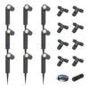 Set van 9 Pinero LED prikspots - GU10 4W 345lm - Dimbaar - Kantelbaar - 6500K - IP64 - Zwart - Tuinspot - Inclusief installatiemateriaal (Kabel & connector) | HOFTRONIC