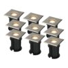 Set van 9 Ramsay LED Grondspot - Dimbaar - Vierkant - GU10 - 4 Watt 345 Lumen - 6500K daglicht wit - RVS - IP67 waterdicht - Tuinspot - Oprit | HOFTRONIC