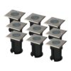 Set van 9 Ramsay LED Grondspots - Vierkant - RVS - GU10 fitting - Excl. lichtbron - IP67 waterdicht - Tuinspot - Oprit | HOFTRONIC