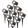 Set van 9 Spikey LED prikspots - GU10 4 Watt 345 Lumen - Dimbaar - Kantelbaar - 4000K neutraal wit - IP64 Waterdicht - Zwart - Tuinspots - Pinspots | HOFTRONIC