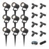 Set van 9 Spikey LED prikspots - GU10 4 Watt 345 Lumen - Dimbaar - Kantelbaar - 4000K neutraal wit - IP64 Waterdicht - Zwart - Tuinspots - Pinspots - Inclusief installatiemateriaal (Kabel & connector) | HOFTRONIC