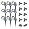 Set van 9 Spikey LED prikspots - GU10 4 Watt 345 Lumen - Dimbaar - Kantelbaar - 4000K neutraal wit - IP65 Waterdicht - Antraciet - Tuinspots - Pinspots - Inclusief installatiemateriaal (Kabel & connector) | HOFTRONIC
