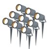Set van 9 Spikey LED prikspots - GU10 4 Watt 345 Lumen - Dimbaar - Kantelbaar - 6500K daglicht wit - IP64 Waterdicht - Antraciet - Tuinspots - Pinspots | HOFTRONIC