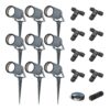 Set van 9 Spikey LED prikspots - GU10 4 Watt 345 Lumen - Dimbaar - Kantelbaar - 6500K daglicht wit - IP64 Waterdicht - Antraciet - Tuinspots - Pinspots - Inclusief installatiemateriaal (Kabel & connector) | HOFTRONIC