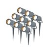 Set van 9 Spikey dimbare LED prikspots - excl. GU10 - Wandspot - IP65 voor binnen en buiten - Grondspies - Antraciet | HOFTRONIC