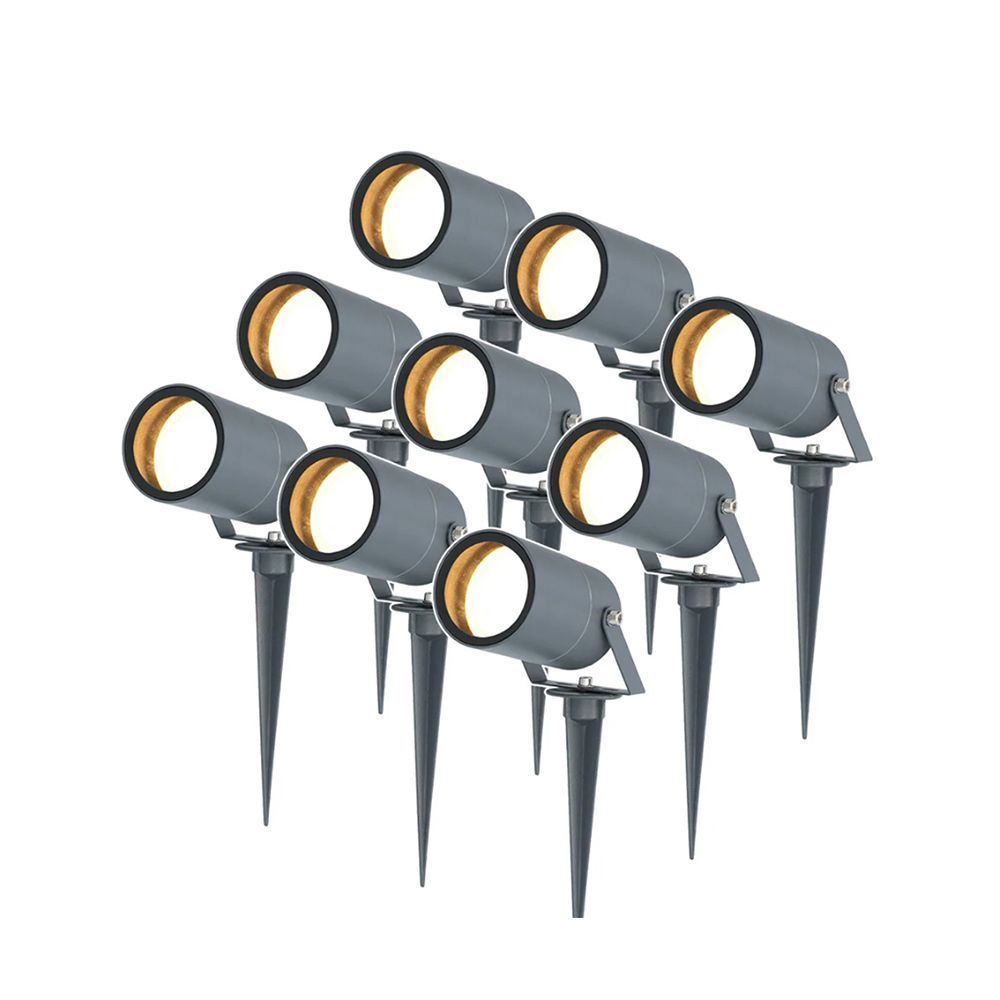 Set van 9 Spikey dimbare LED prikspots - excl. GU10 - Wandspot - IP65 voor binnen en buiten - Grondspies - Antraciet | HOFTRONIC