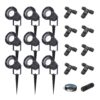 Set van 9 Sydney LED prikspots - Dimbaar - Kantelbaar - GU10 4 Watt 345 Lumen - 6500K daglicht wit - IP64 Waterdicht - Zwart - Inclusief installatiemateriaal (Kabel & connector) | HOFTRONIC