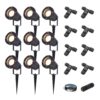 Set van 9 Sydney LED prikspots - Dimbaar - Kantelbaar - GU10 4 Watt 345 lumen - 2700K warm wit - IP65 Waterdicht - Zwart - Inclusief installatiemateriaal (Kabel & connector) | HOFTRONIC