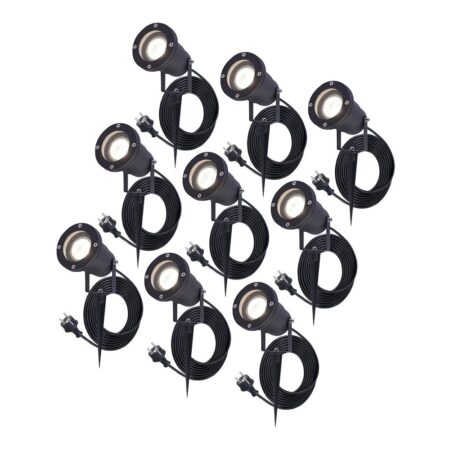Set van 9 Sydney LED prikspots - Dimbaar - Kantelbaar - GU10 - 4000K neutraal wit - 4 Watt 345 Lumen - IP64 Waterdicht - 1