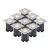 Set van 9 grondspots - RVS - vierkant - 2700K warm wit - GU10 fitting - IP65 Waterdicht - 3 jaar garantie - dimbaar - tuinverlichting | HOFTRONIC
