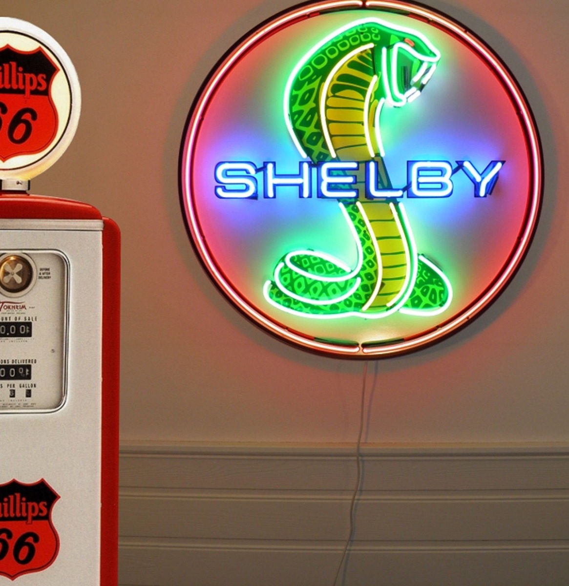 Shelby Cobra Logo Neon Verlichting XL 100 x 100 cm - Geel