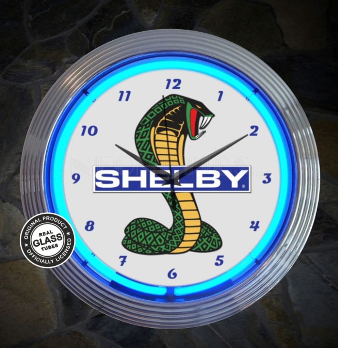 Shelby Cobra Snake Neonklok 38cm | Carroll Shelby