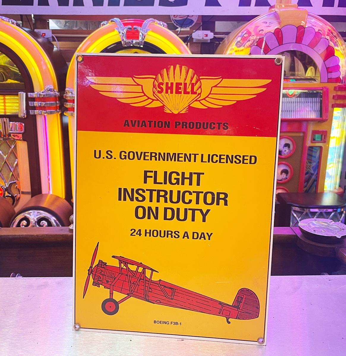 Shell Aviation Products Emaille Bord Boeing F3B-1 Ande Rooney | Shell