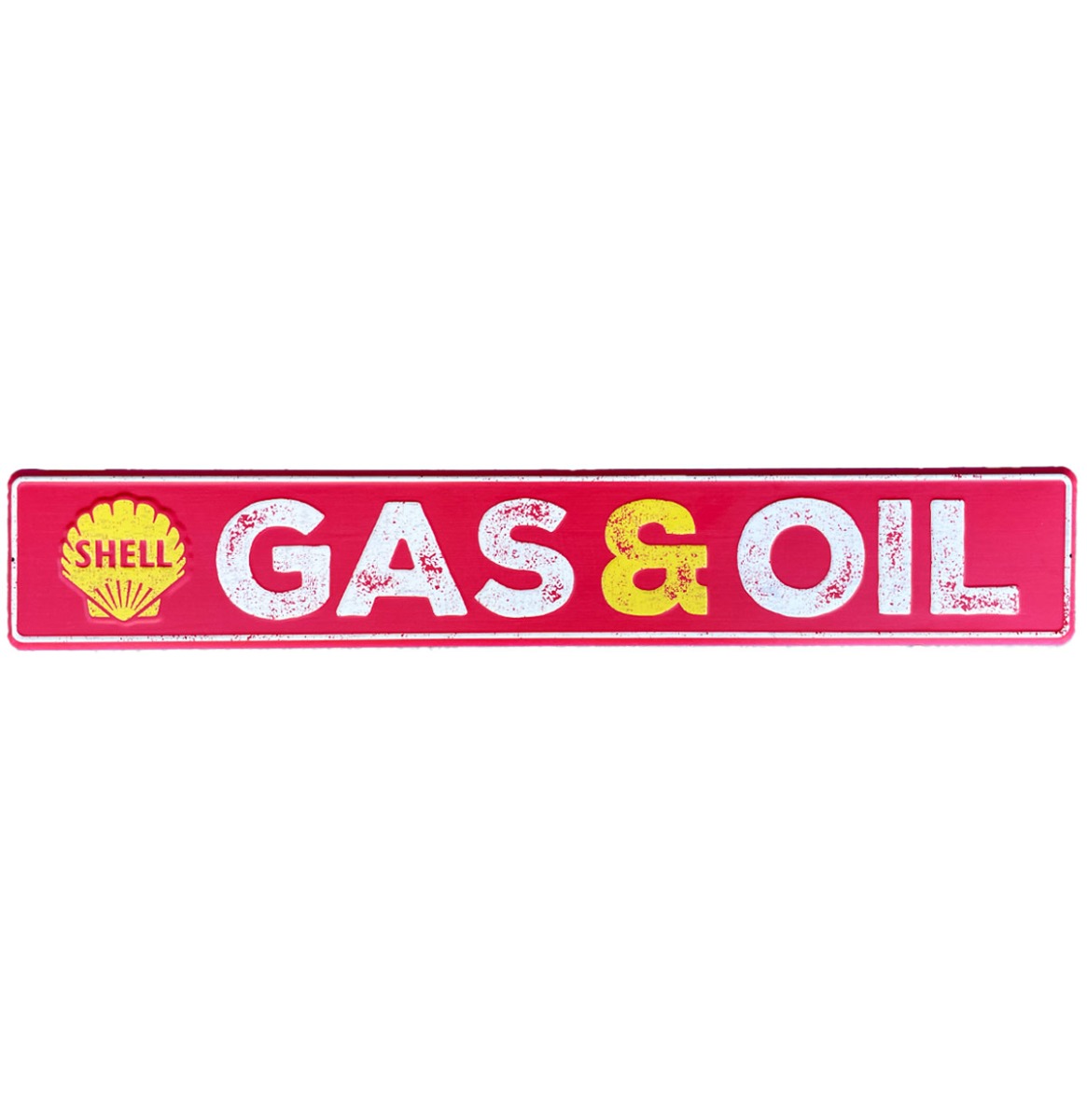 Shell Gas & Oil Straat Bord - Metalen Wandbord met Relief 91 x 15 cm | Shell