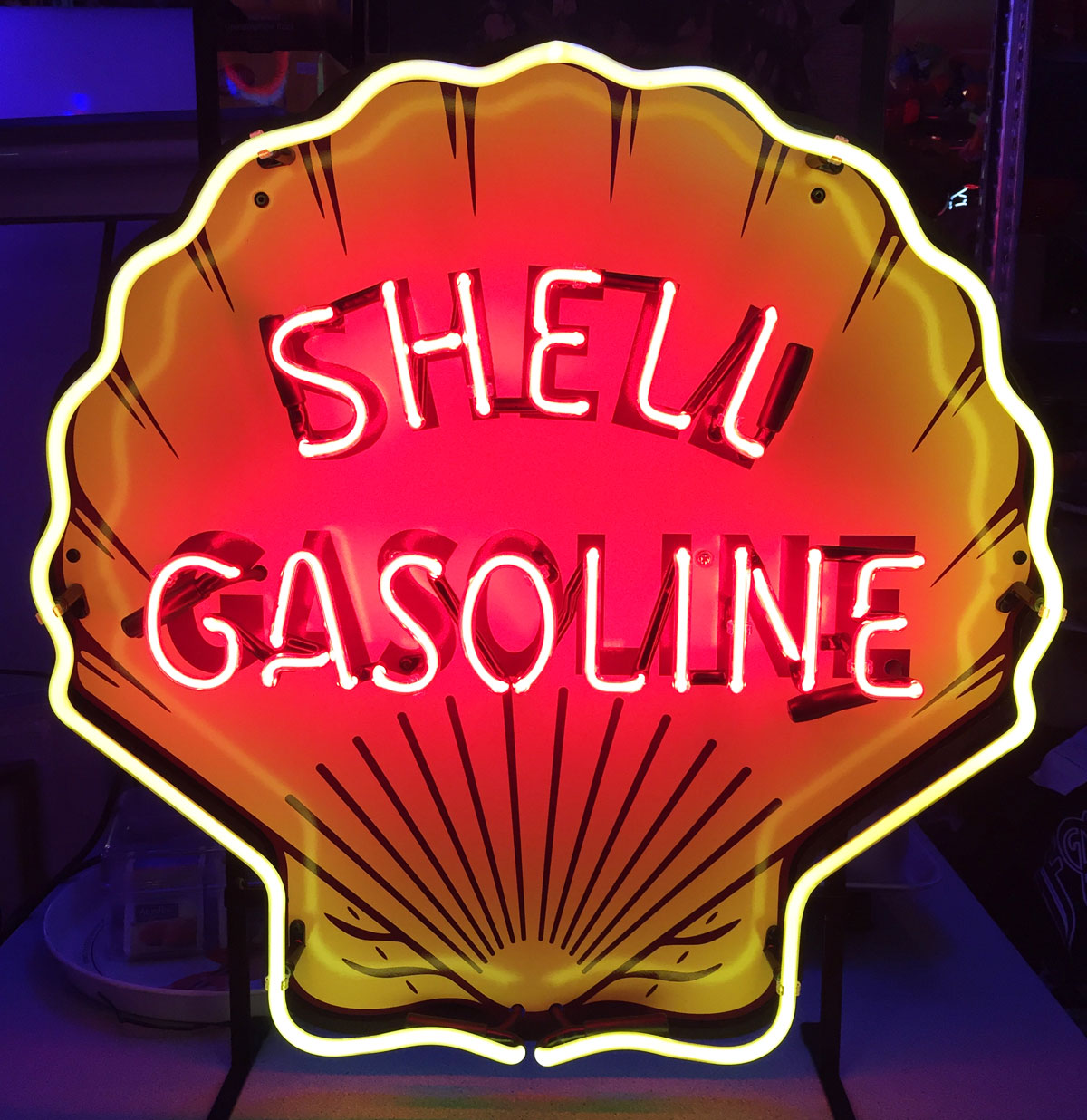 Shell Gasoline Neon Met Achterplaat 62 x 62 cm | Shell