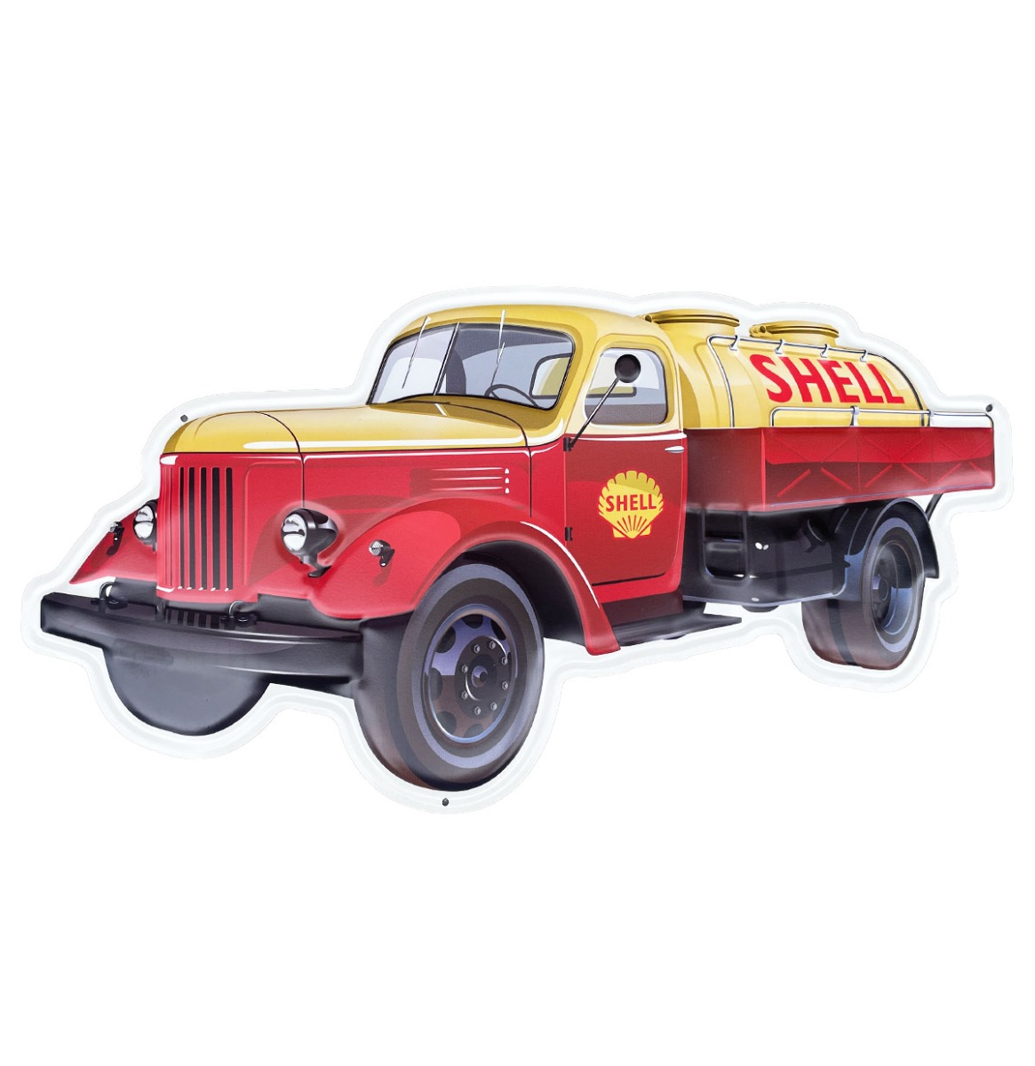 Shell Olietanker Die-Cut Metalen Wandbord - 56 x 30 cm | Shell