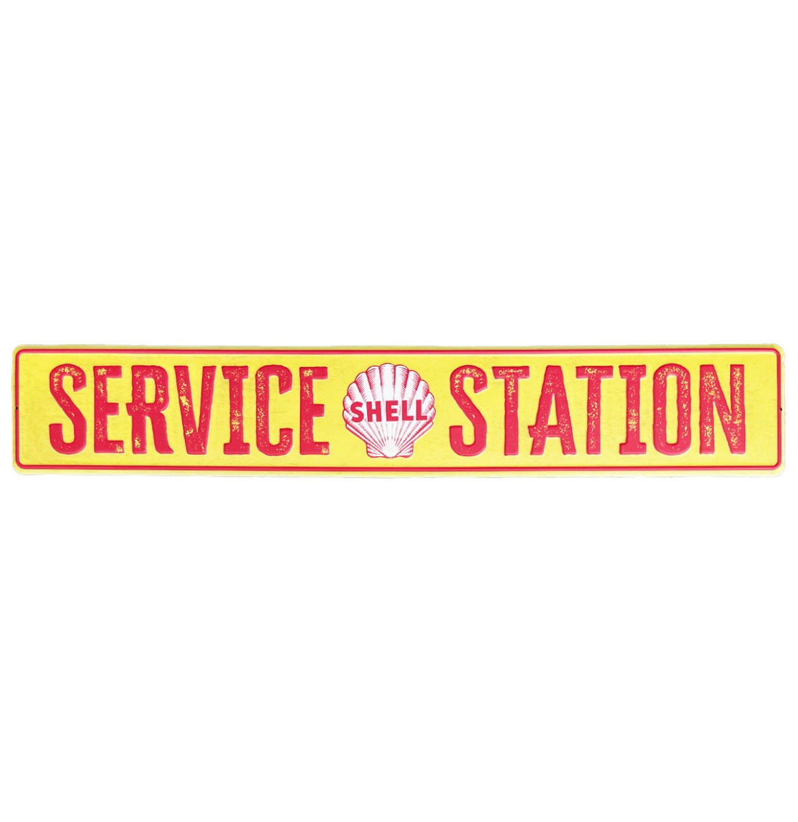 Shell Service Station Straat Bord - Metaal Wandbord met Relief 91 x 15 cm | Shell