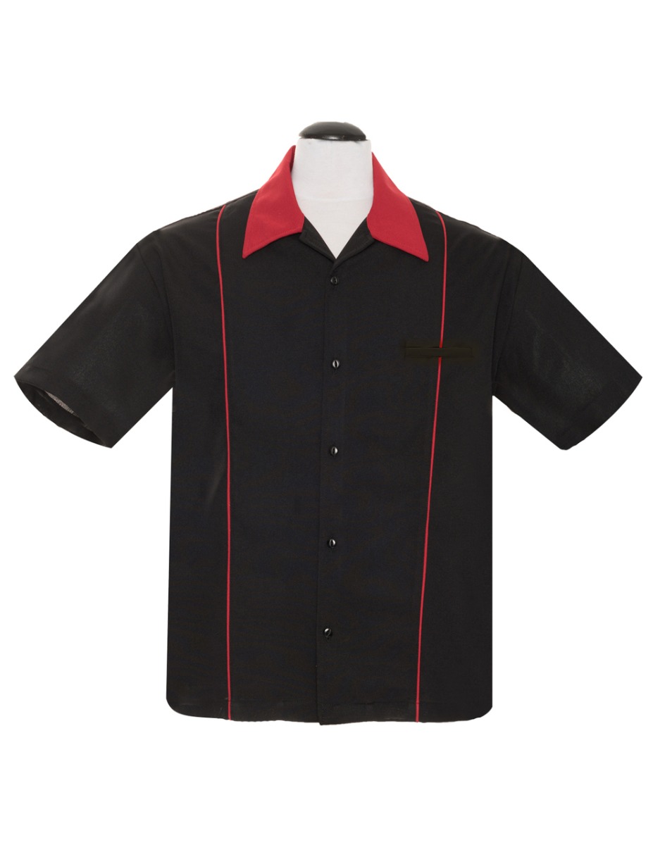 Shuckster Button Up Shirt Black / Red-M | 20% korting | Steady Clothing
