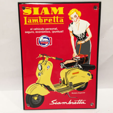 Siam lambretta Siambretta Scooter Emaille Bord | 18% korting | Fiftiesstore