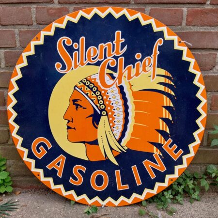 Silent Chief Gasoline Dubbelzijdig Emaille Bord - Ø61cm | The Dutch Pickers