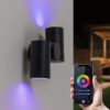 Silva Smart LED Wandlamp - Wifi + Bluetooth - 11 Watt 690 lumen - Dimbaar - Kantelbaar - RGBWW - IP65 waterdicht - GU10 - Up Down lamp - Zwart - Google Home