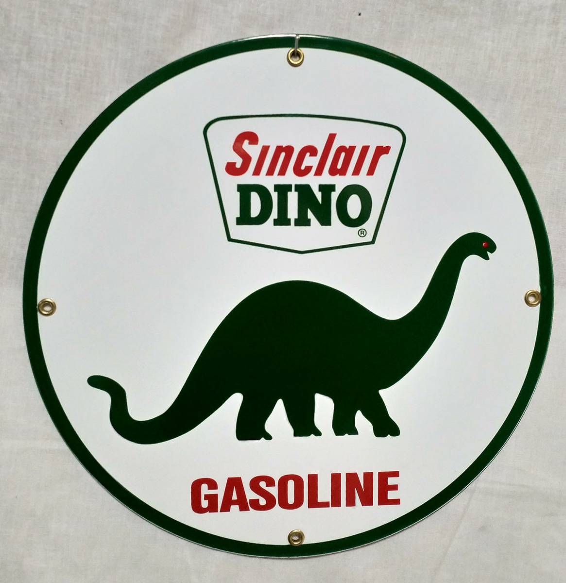 Sinclair Dino Gasoline Emaille Bord Rond | Sinclair